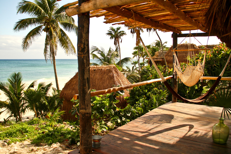 Hutjes aan zee in Mexico