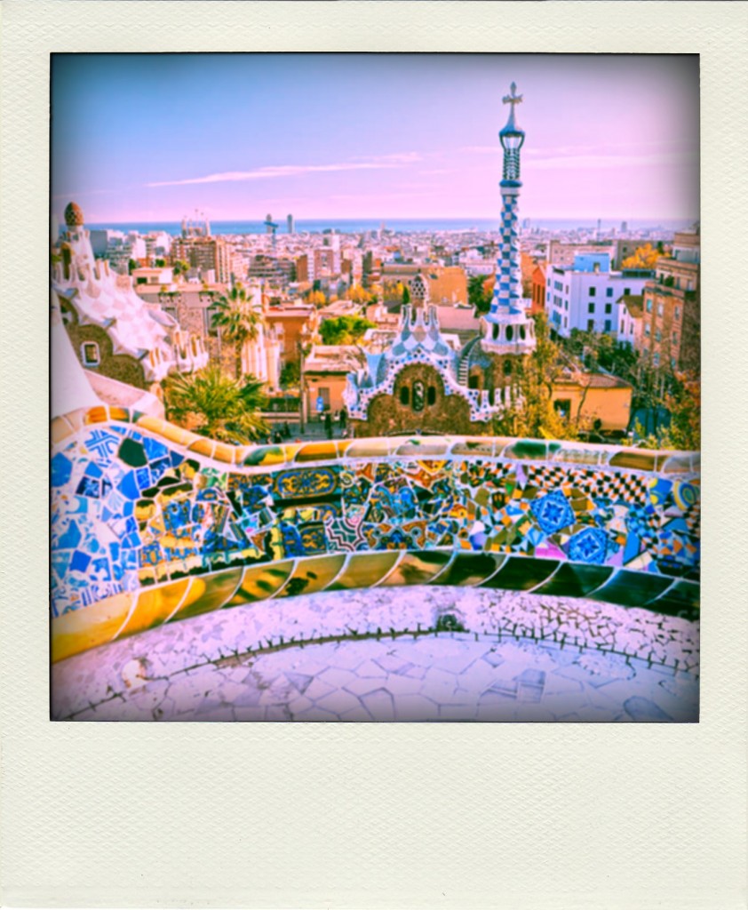 postcard parc guell barcelona